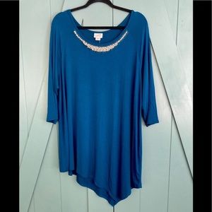 Jaclyn Smith Asymmetrical Jewel Tunic Top Size 1X